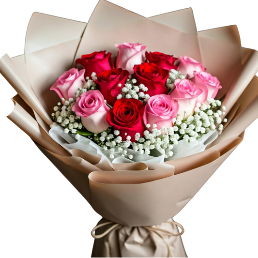 Mixed Pink, Red and White Valentine's Floral Bouquet