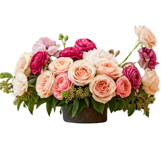 Large Valentine's Floral Arrangement in Ceramic Vase