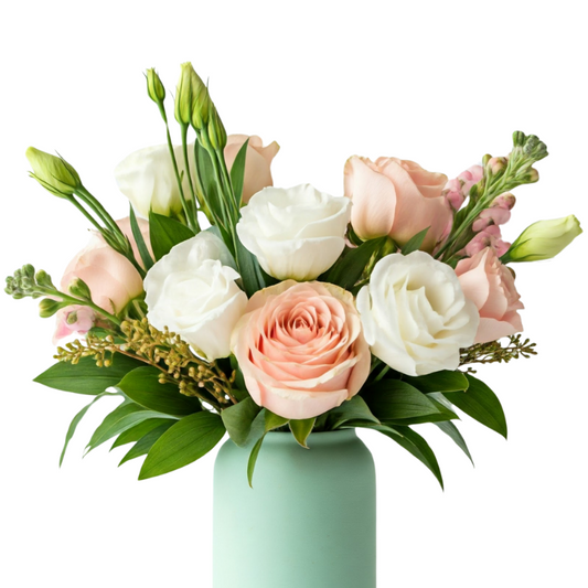 Petite Pastel Valentine's Floral Arrangement in Ceramic Vase